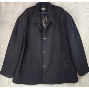 BGSD Jacket Mens 4XL Black Wool Blend Quilted Lined Button Front Car Coat